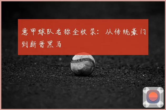 意甲球队名称全收录：从传统豪门到新晋黑马